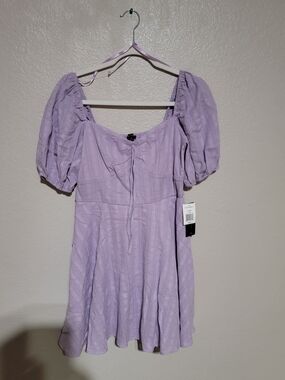 Women's Lavender Puff Sleeve Sundress - Unbranded